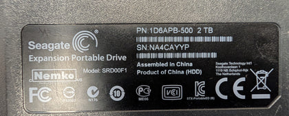 Seagate Backup Slim External Hard Drive - SRD00F1 - 2TB