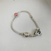 Pandora Bracelet 2 Charms (Belle Charm & Crown Charm), Hallmarked, 22.2Grams, Size: 7" Length Approx