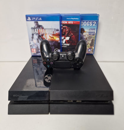 Playstation 4 Console, 500GB Black with 3 games.