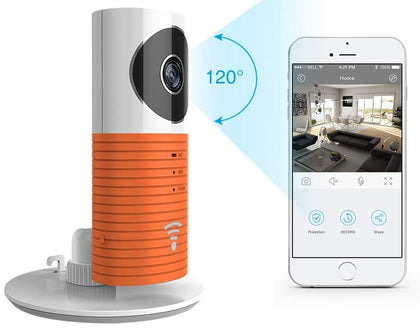 CLEVER DOG Wireless Smart Wifi Home Security Camera **WHITE / ORANGE** inc. DC Charging Cbale.