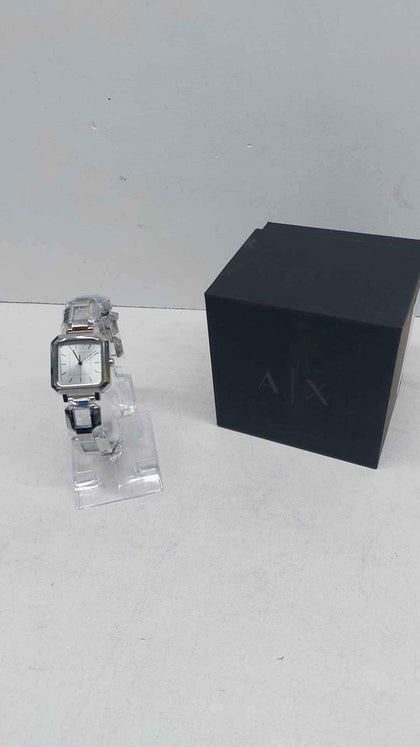 Armani Exchange AX5720 Quartz Ladies Square Faced Quartz Watch - Steel Bracelet - Boxed *UNWORN*