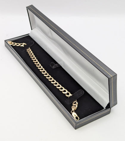375 9CT HALLMARKED, CURBED BRACELET WITH LOBSTER LOCK, 8