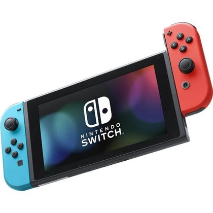 Nintendo Switch with Neon Blue & Red Controllers