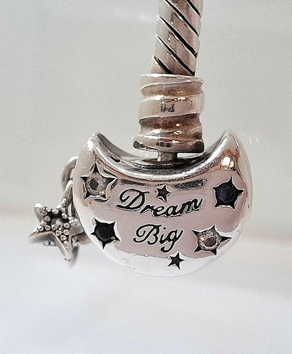 Pandora Moments Sparkling Moon Clasp Snake Chain Bracelet