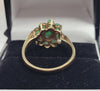 9ct Yellow Gold Ring With Green Stones - 3.2G - Size P. Hallmarked