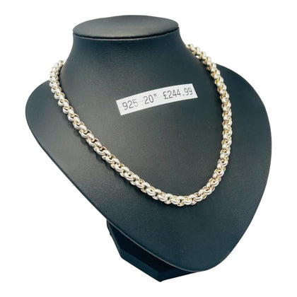 *Pre-Owned* 925 Sterling Silver, Fully Hallmarked Belcher Style Chain 20'', Boxed