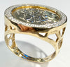 9ct yellow gold St George's ring with diamond size Q 1/2