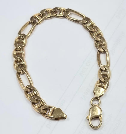 9ct Gold Figaro Bracelet 8