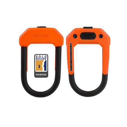 HIPLOK DX D LOCK 14MM X 15 X 8.5CM HARDENED STEEL (DIAMOND SOLD SECURE): ORANGE 14MM X 15 X 8.5CM