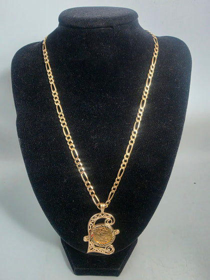 9ct/22ct GOLD NECKLACE with a 1982 HALF/SOVEREINE PENDANT 22.6G 18'' in Length (18.6G 9ct-4G 22ct) HM