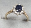 9ct White Gold Diamond /Sapphire Ring Size L1/2