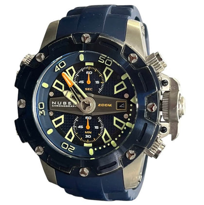 Nubeo chronograph NB-6049 blue silicone strap ,unboxed