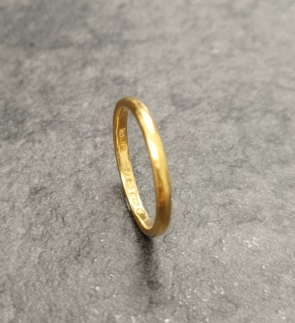 22ct Yellow Gold Wedding Band Ring - Size J