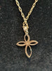 14ct Yellow Gold Chain (16") with Stylised Cross with Clear Stones.