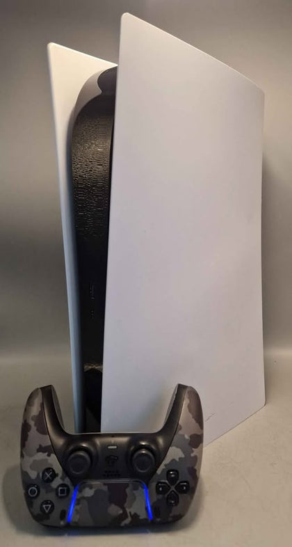 Sony Playstation 5 Digital Edition Console, 825GB, White, unboxed with leads and one controller