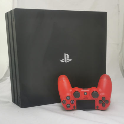 Playstation 4 Pro Console, 1TB Black, with Red Sony Controller.