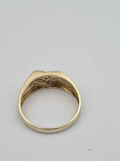 9ct Yellow Gold CZ Entirety Ring - Size R - 3.23 Grams