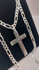 925 Sterling Silver 3In1 Figaro Chain Necklace W/ Cross Pendant - 24" Long - 28.02 Grams *BRAND NEW*