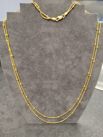 18ct Yellow Gold 'Saturn' style Chain Double Layer Necklace