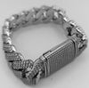 925 Sterling Silver Cuban Style CZ Encrusted Bracelet - 9" Long - 147.3 Grams
