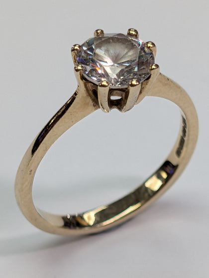 9ct Gold Large Cz Stone Ring