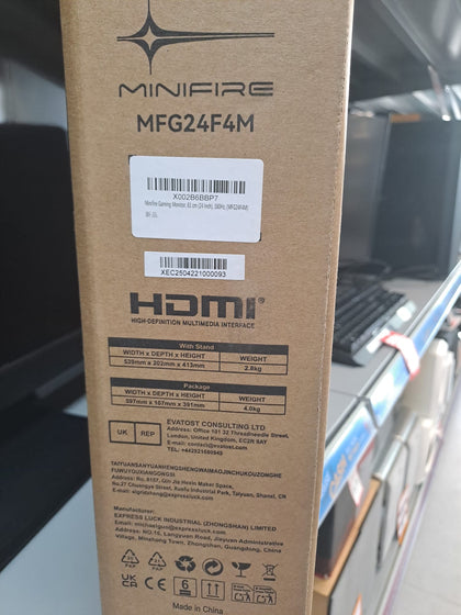 Minifire 24 Inch 160Hz Gaming Monitor Full HD 1080p HDMI & DP MFG24F4M | 4000:1 Contrast, 1ms MPRT, Free-Sync, sRGB 110%, DCI-P3 80%, Anti-Bluelight,