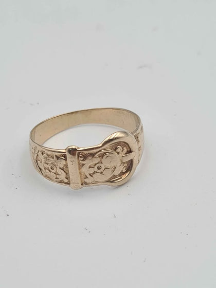 9ct Yellow Gold Buckle Ring - Size Y - 3.86 Grams