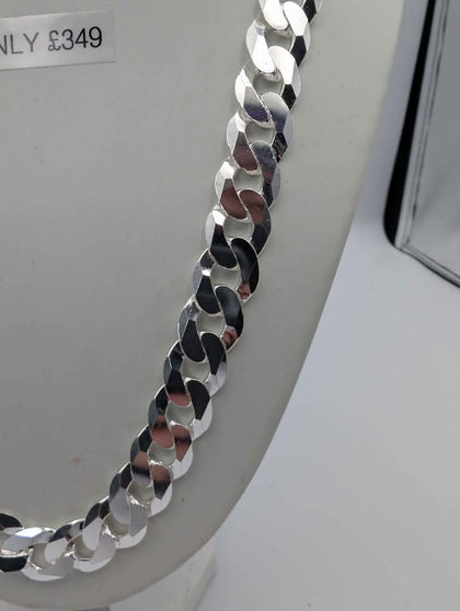 925 Sterling Silver Thick Curb Chain Necklace - 140.03 Grams - 26
