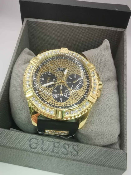 Guess Watch W1132G1 Black Silicone Strap Quartz Movement ** Like New**