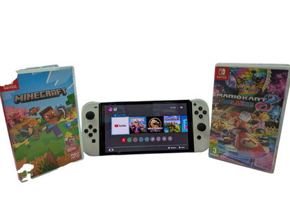 Nintendo Switch OLED - White with Mario kart & Minecraft