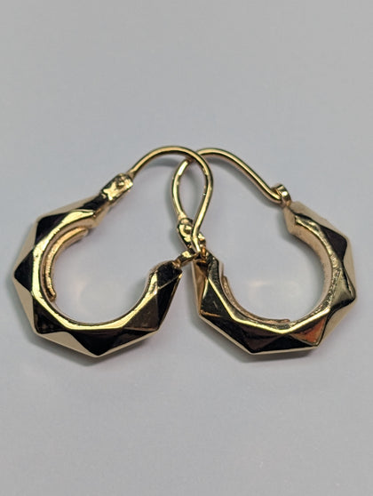 9CT GOLD ANGULAR HOOP EARRINGS
