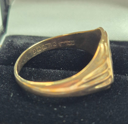 9ct Gold Signet Ring With Clear Stone - 5.70G - Size W - Hallmarked