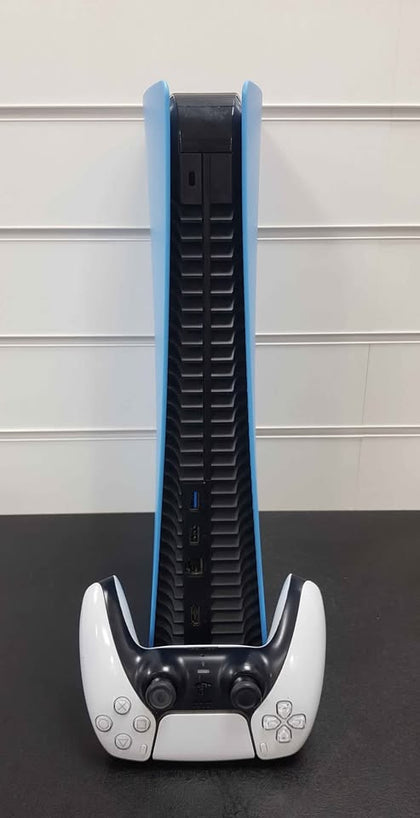 PLAYSTATION 5 825GB DIGITAL WITH BLUE FACE PLATES *CONTROLLER MISSING SOME RUBBER ON THUMB STICKS*