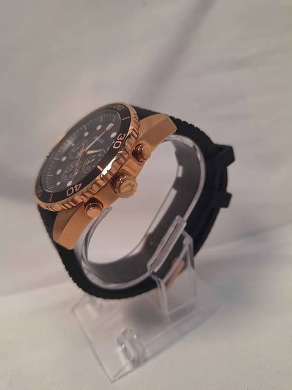 Bulova 98A192 Gents Quartz Rose Gold Divers Style Chronograph Watch - Rubber Strap - Unboxed