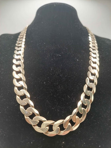 9ct (375) yellow gold curb style chain 90.2g full Hallmarked Boxed 24''