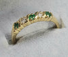 18ct diamond ring with green stones 0.12ct Size P 1/2