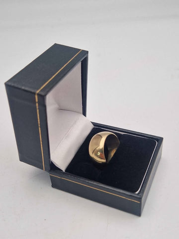 9ct Yellow Gold Mens High Polish Finish Thick Wedding Band Ring - 9.54 Grams - Size Q