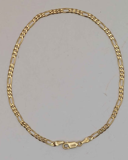 9ct 375 yellow gold Figaro style bracelet 3.44g Boxed 10