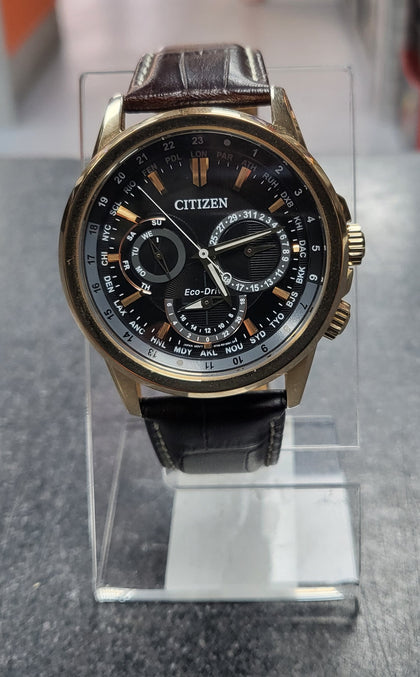 Citizen Eco-Drive Calendrier Watch Men 44mm Black Dial Rose Gold Daydate BU2023-04E