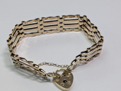 9ct gold 4 bar gate bracelet