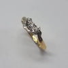 18ct Yellow Gold with 3 Diamonds Set In Platinum Trilogy Gold Ring - Size O