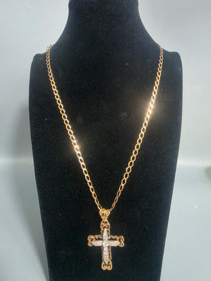 9CT GOLD NECKLACE 375 5.4G 20'' IN LENGTH WITH CROSS PENDANT