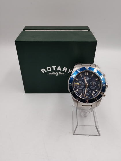 Rotary Men's blue faced watch boxed