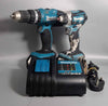 Makita DHP453 Combi Drill, Impact Driver DTD154 with 2x Batteries and Charger