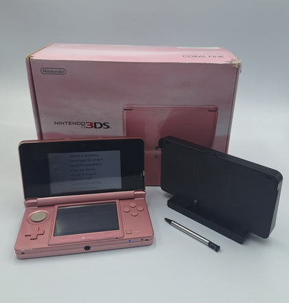 DEAL Nintendo 3DS Console coral pink handheld console with original charger, boxed and pen