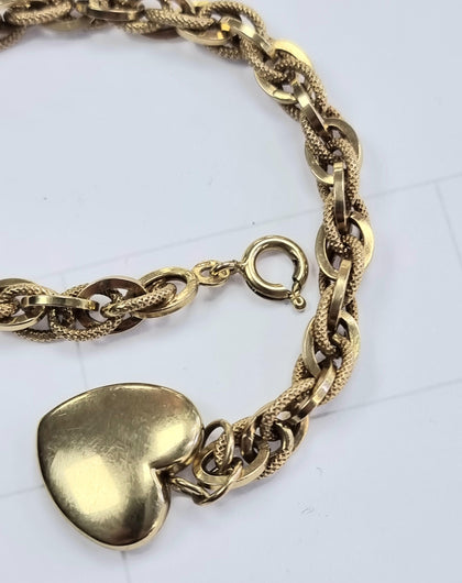 9ct Yellow Gold Heart Bracelet 8