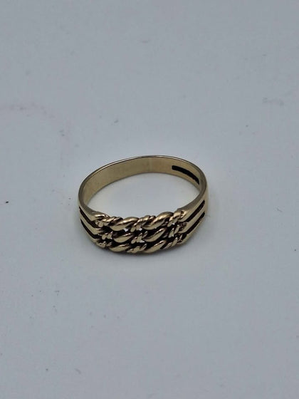 9ct Flat Keeper Ring Yellow Gold Unisex Ring - Size O - 2.34 Grams