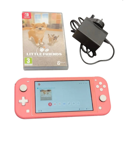 Nintendo Switch Lite Coral w/Little Friends Dogs & Cats**Unboxed**