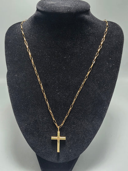 9CT GOLD NECKLACE 375 3.3G 24'' in LENGTH 9CT Gold Cross Pendent 1.5G