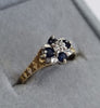9ct gold flower ring blue stone Size N